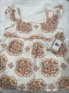 Levi's Cream Floral Medallion Ruffle Strap Tank